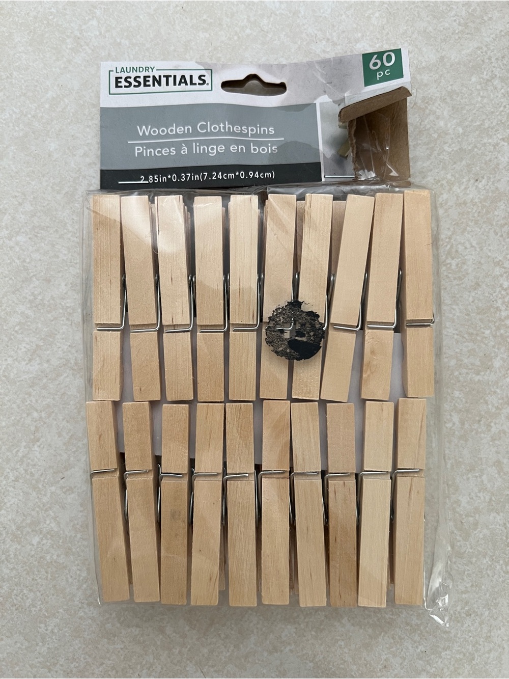 Natural Wooden Clothespins - Pack of 60